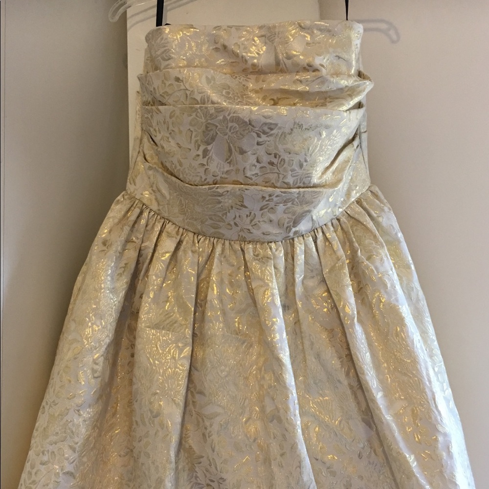 Wynton Strapless Gold Brocade Dress